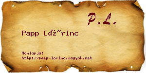 Papp Lőrinc névjegykártya